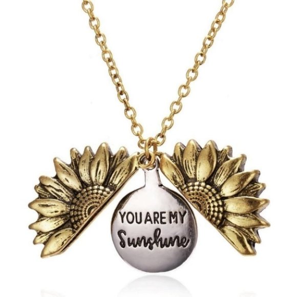 You Are My Sunshine Sunflower Pendant Necklace, Rose Gold - Picture 11 of 12